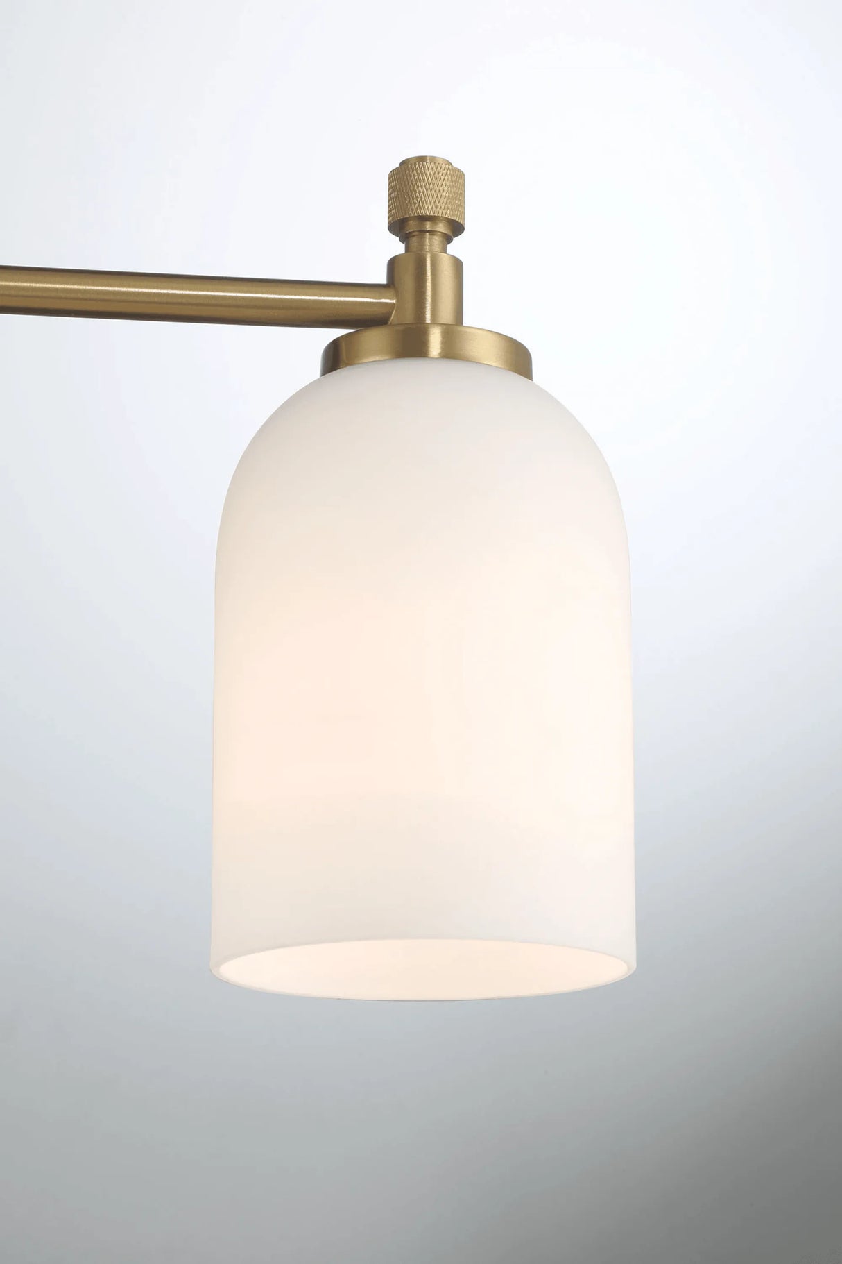 Meadows Three Lights Vanity Brushed Gold Bathroom Wall Light for Bathroom Over Mirror 20.5"W × 10.125"H × 5.5"E with White Frosted Glass by Ashcroft Furniture at Eve Furniture