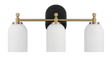 Meadows Three Lights Vanity Brushed Gold Bathroom Wall Light for Bathroom Over Mirror 20.5"W × 10.125"H × 5.5"E with White Frosted Glass by Ashcroft Furniture at Eve Furniture