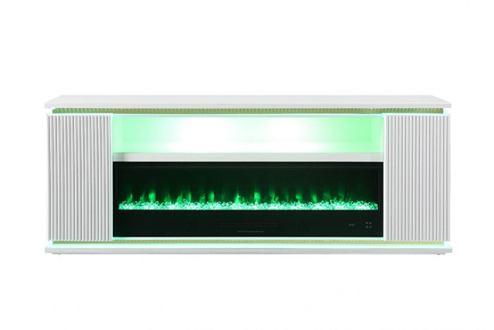 Medea White TV Stand w/ Heater by Furniture of America at Eve Furniture