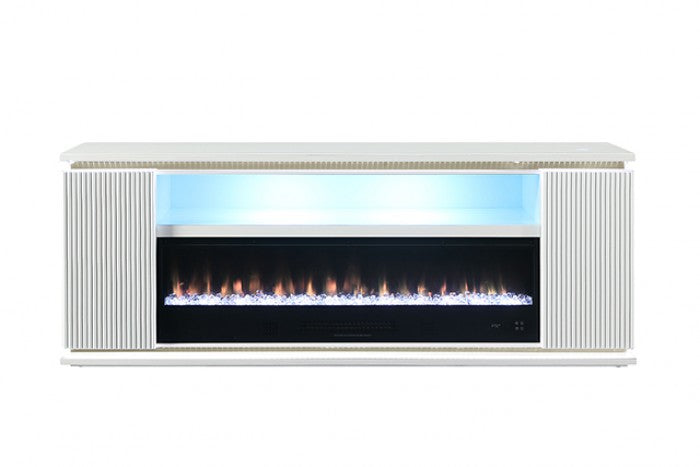 Medea White TV Stand w/ Heater by Furniture of America at Eve Furniture