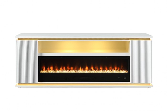 Medea White TV Stand w/ Heater by Furniture of America at Eve Furniture