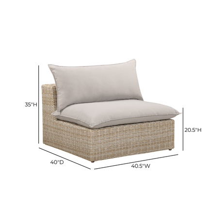 Cali Performance Fabric & Wicker Outdoor Armless Chair by TOV Furniture at Eve Furniture