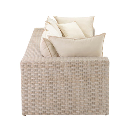Cali 120" Performance Fabric & Wicker Outdoor Sofa by TOV Furniture at Eve Furniture