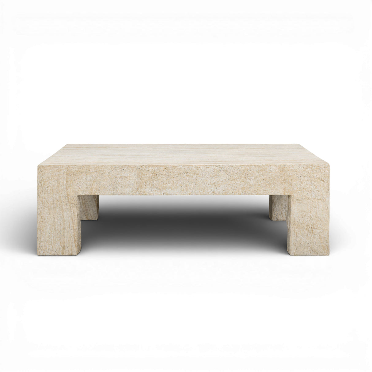 Roxanne 46" Faux Travertine Indoor/Outdoor Concrete Coffee Table by TOV Furniture at Eve Furniture