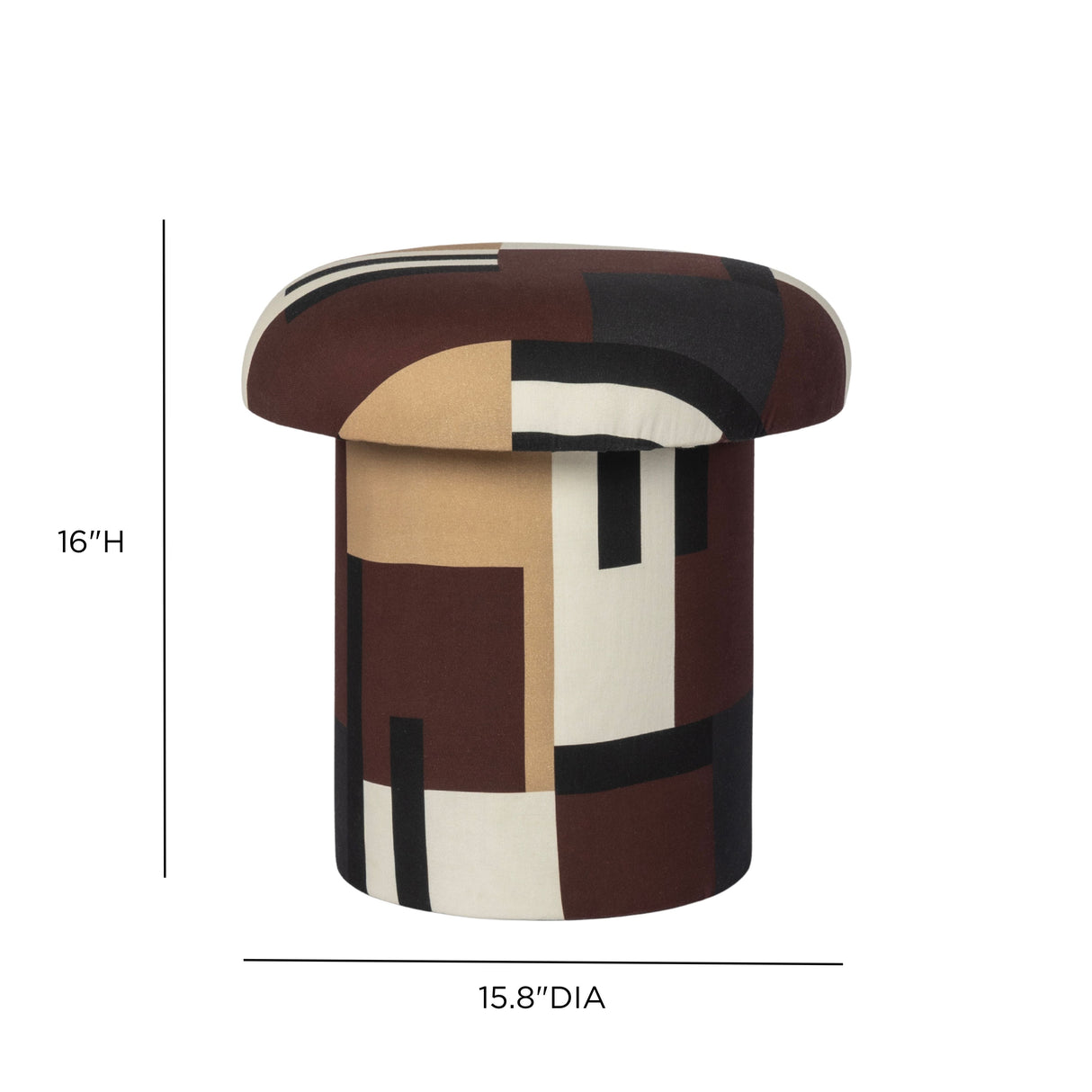 Lucy Mud Brown Abstract Print Mushroom Accent Stool by TOV Furniture at Eve Furniture