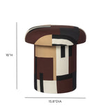 Lucy Mud Brown Abstract Print Mushroom Accent Stool by TOV Furniture at Eve Furniture