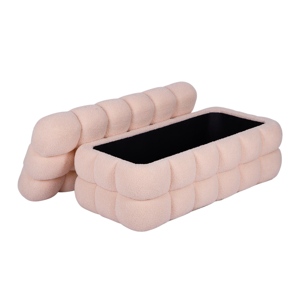 Anita 39" Faux Shearling Storage Bench With Reversible Tray Top