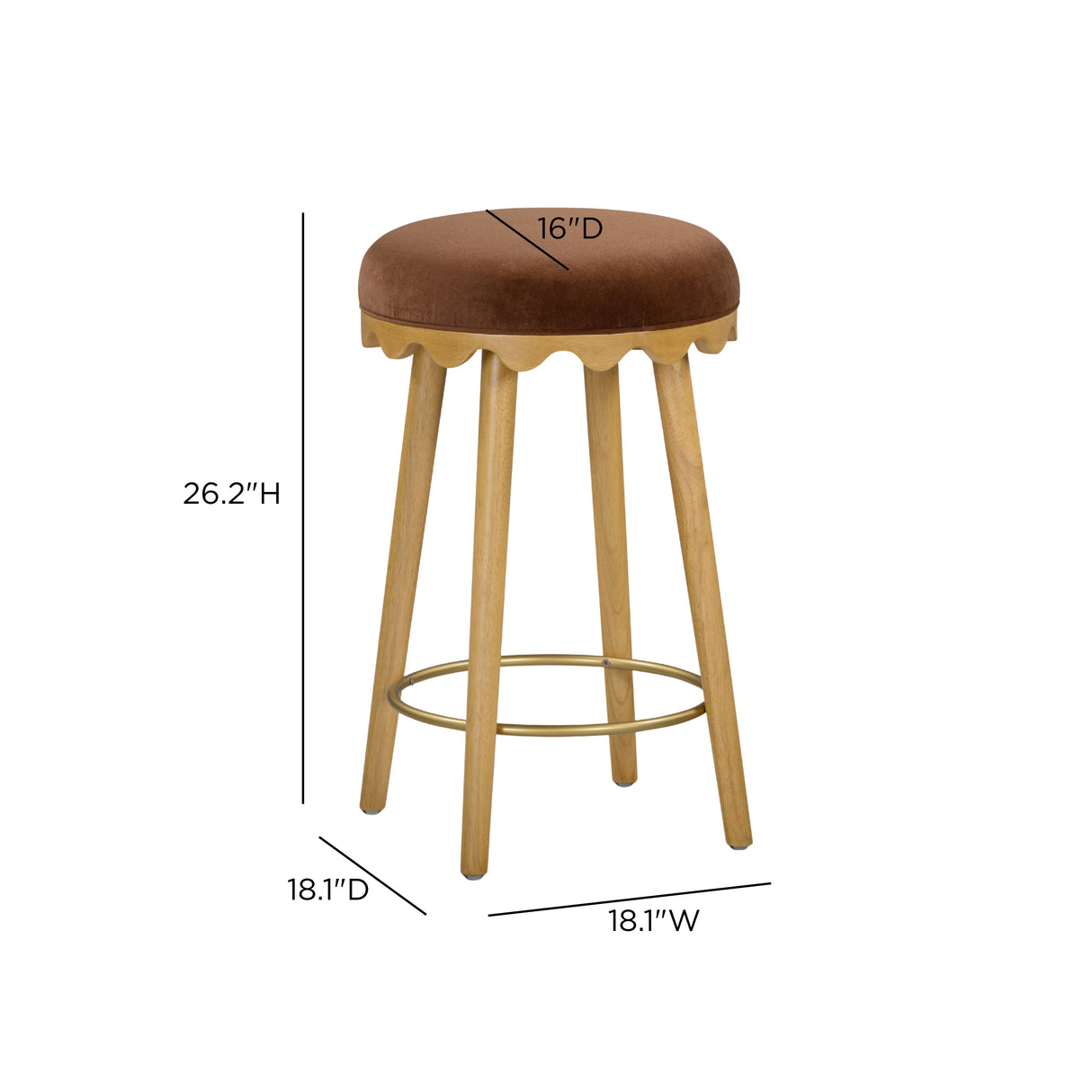 Oodle Bronze Performance Vegan Mohair Natural Counter Stool by TOV Furniture at Eve Furniture