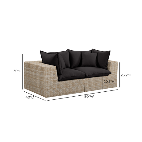 Cali 80" Performance Fabric & Wicker Outdoor Loveseat by TOV Furniture at Eve Furniture