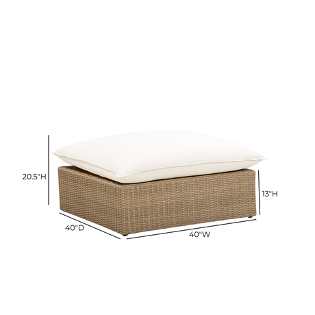 Cali Performance Fabric & Wicker Outdoor Ottoman by TOV Furniture at Eve Furniture