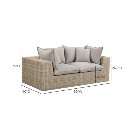 Cali 80" Performance Fabric & Wicker Outdoor Loveseat by TOV Furniture at Eve Furniture