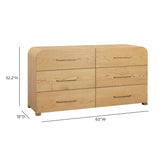 Marissa 62" Ash 6-Drawer Dresser by TOV Furniture at Eve Furniture