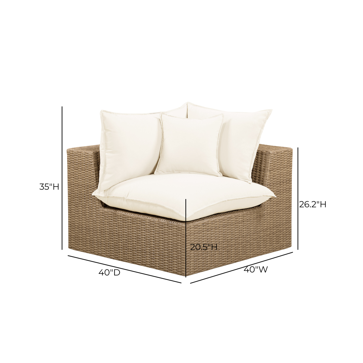 Cali Performance Fabric & Wicker Outdoor Corner Chair by TOV Furniture at Eve Furniture