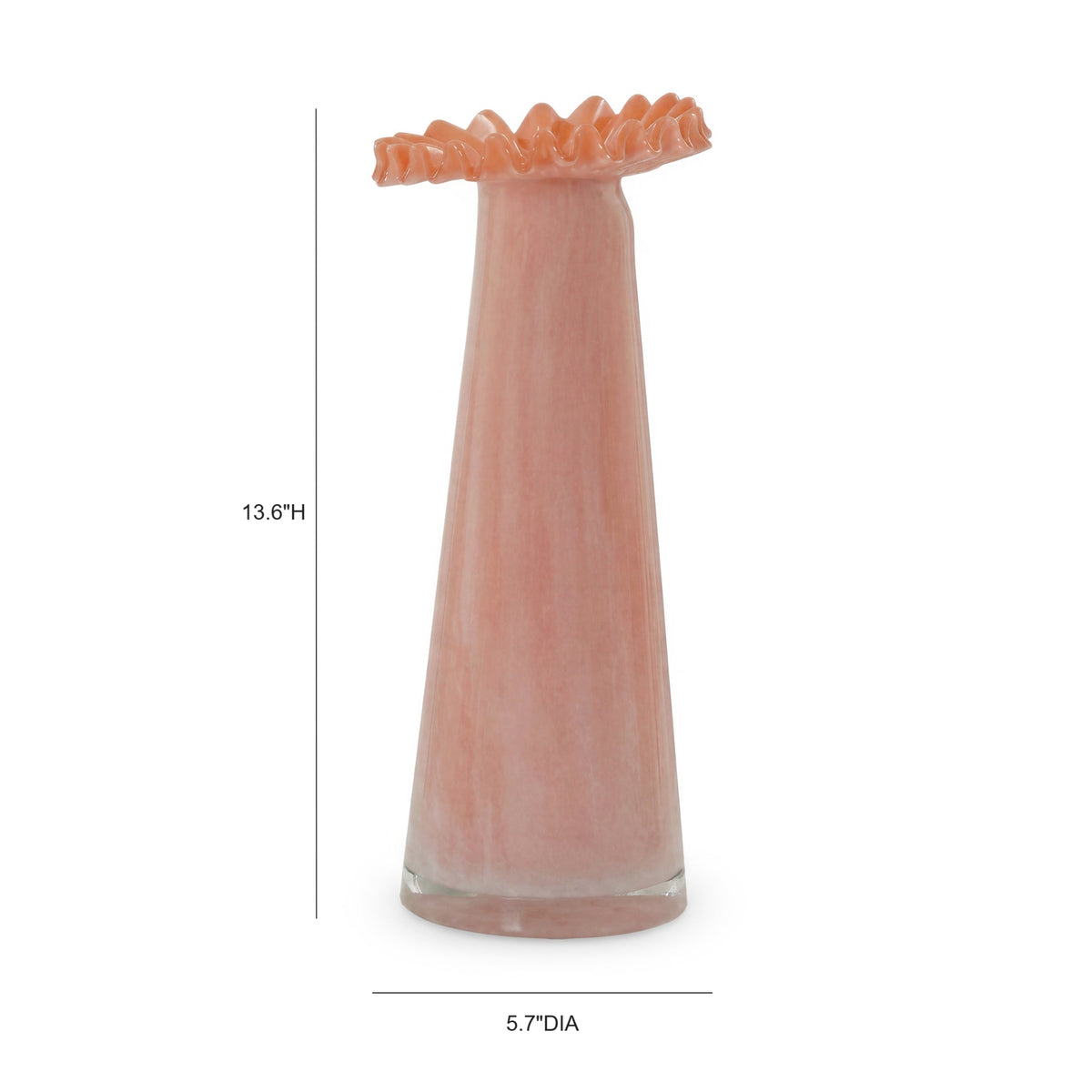 Ruff Ombre Pink Glass Vase