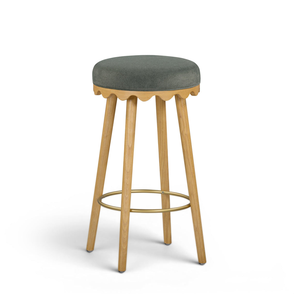 Oodle Green Performance Vegan Mohair Natural Bar Stool by TOV Furniture at Eve Furniture