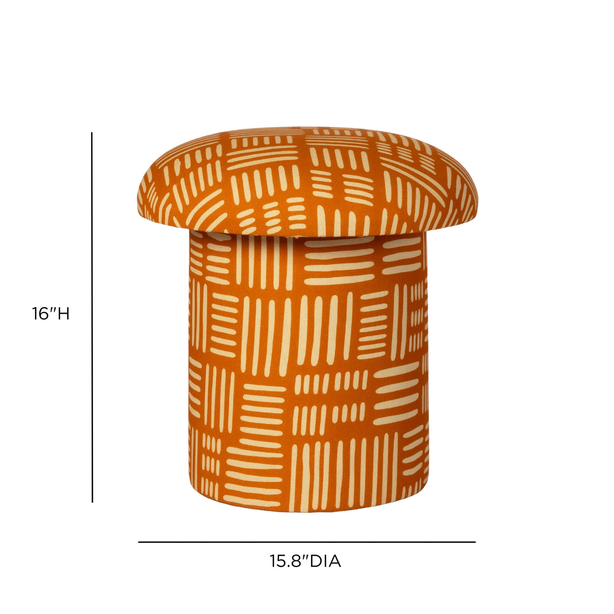Lucy Rust Orange Tribal Print Mushroom Accent Stool by TOV Furniture at Eve Furniture
