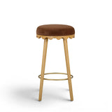 Oodle Bronze Performance Vegan Mohair Natural Bar Stool by TOV Furniture at Eve Furniture
