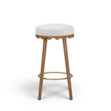 Oodle Cream Performance Vegan Mohair Light Walnut Bar Stool by TOV Furniture at Eve Furniture
