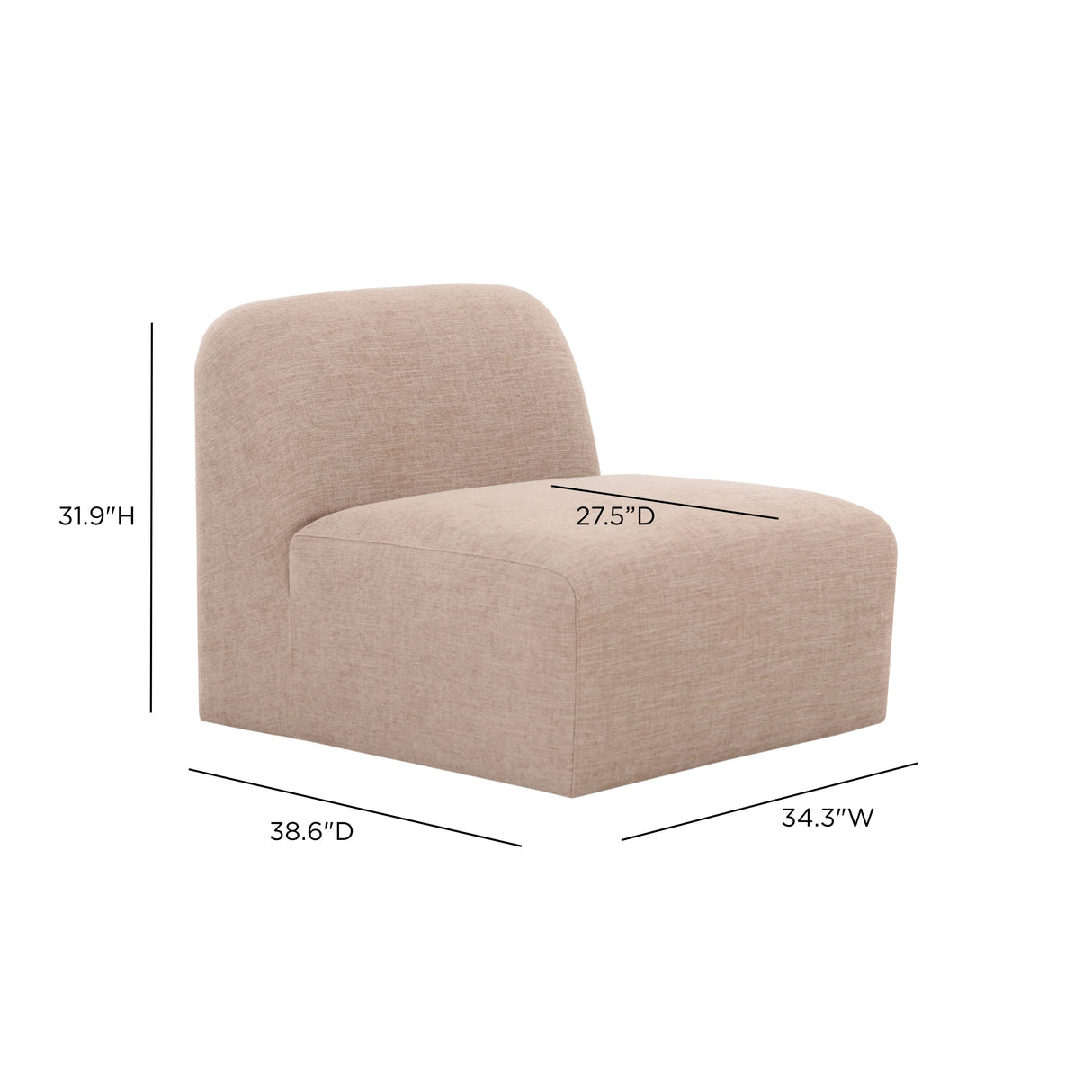 Gorge Modular Armless Chair by TOV Furniture at Eve Furniture