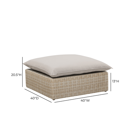 Cali Performance Fabric & Wicker Outdoor Ottoman by TOV Furniture at Eve Furniture