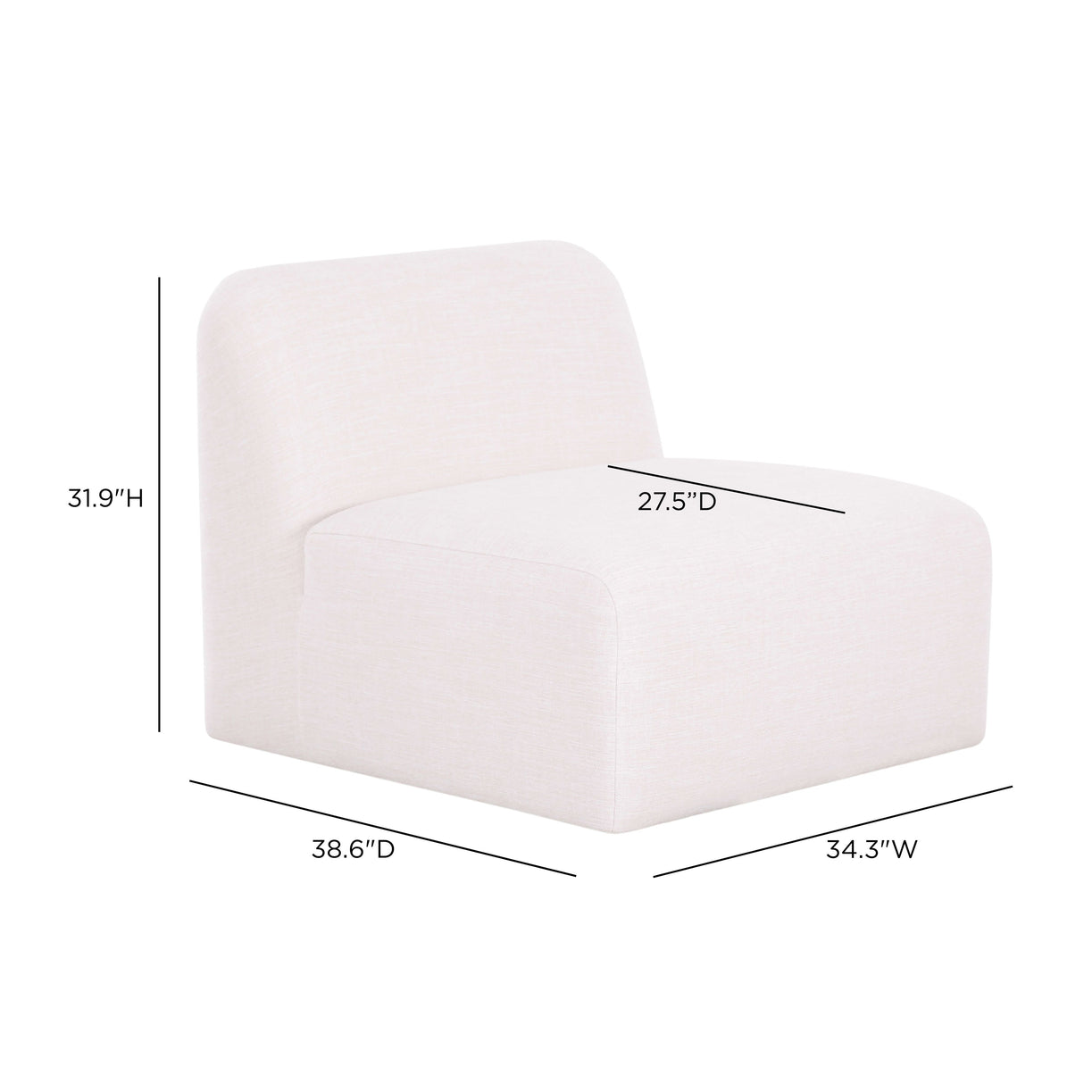 Gorge Modular Armless Chair by TOV Furniture at Eve Furniture