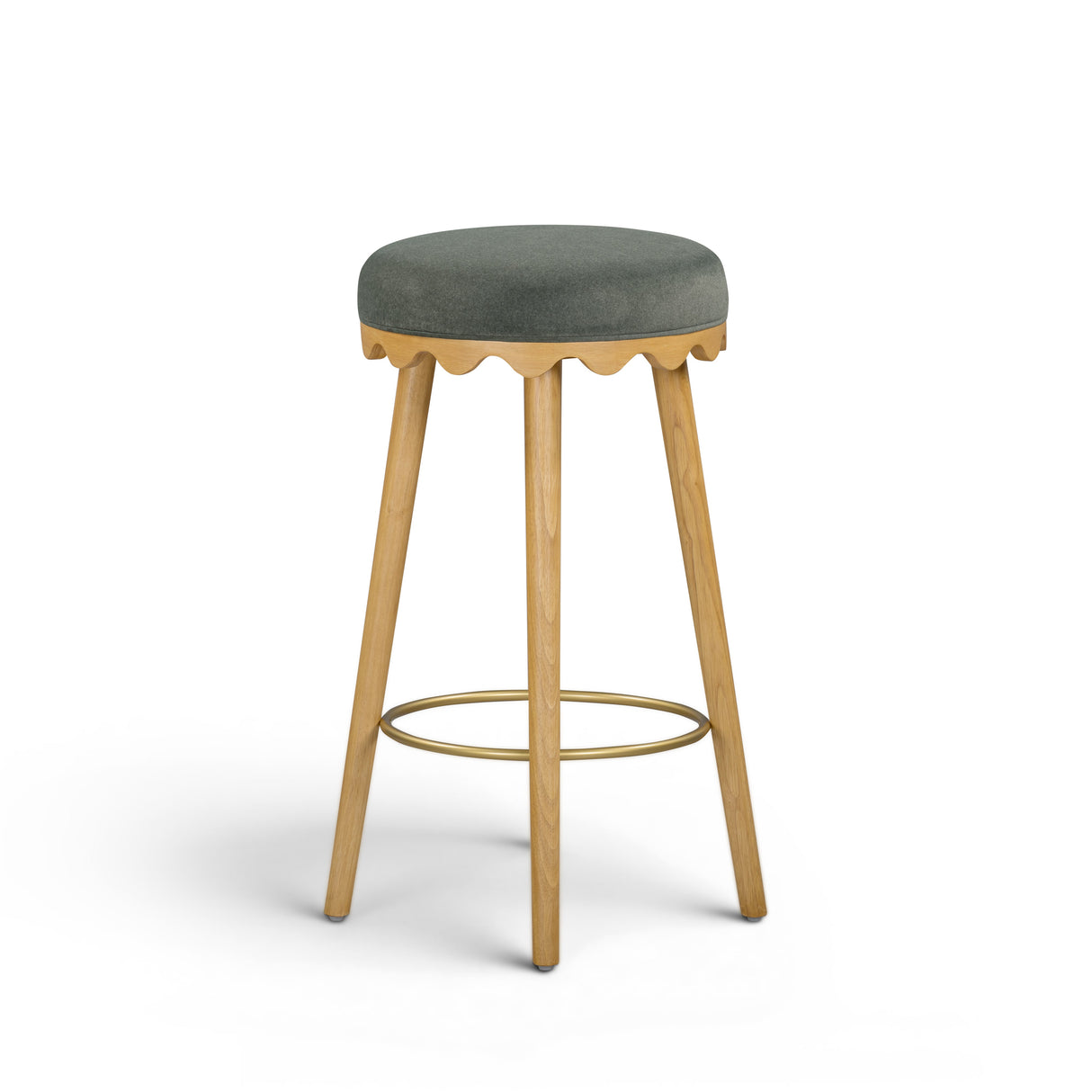 Oodle Green Performance Vegan Mohair Natural Bar Stool by TOV Furniture at Eve Furniture