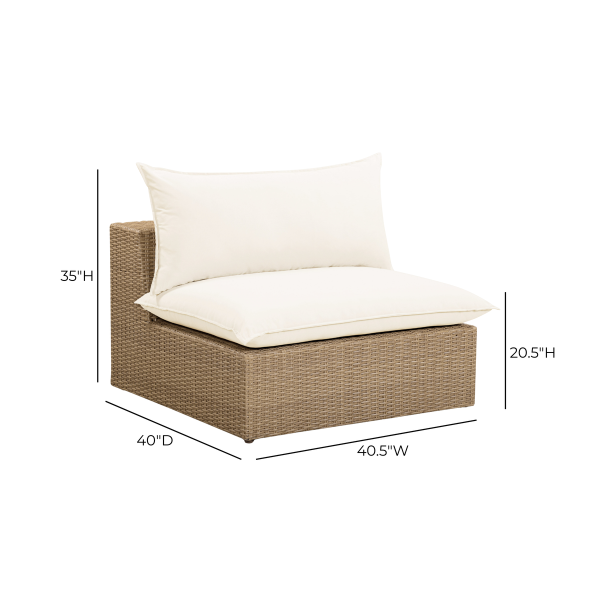 Cali Performance Fabric & Wicker Outdoor Armless Chair by TOV Furniture at Eve Furniture
