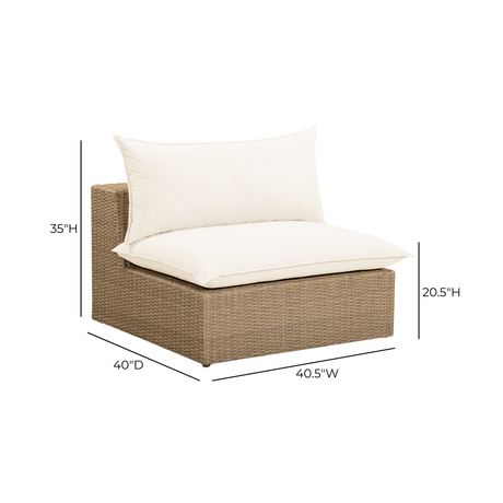 Cali Performance Fabric & Wicker Outdoor Armless Chair by TOV Furniture at Eve Furniture