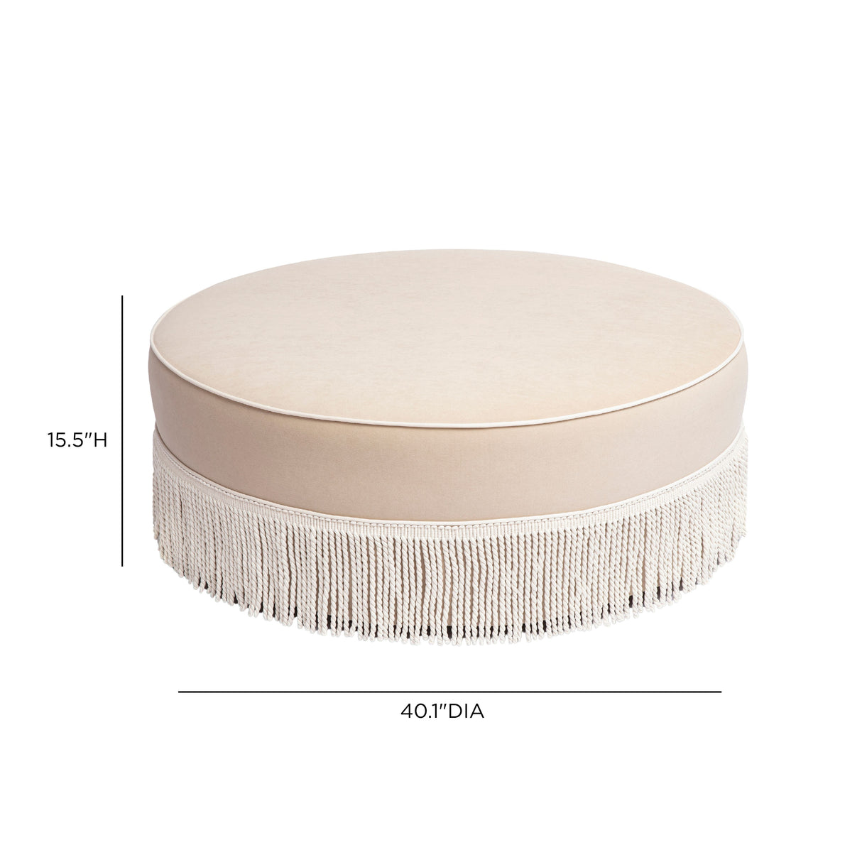 Tassy Tasseled Round Ottoman
