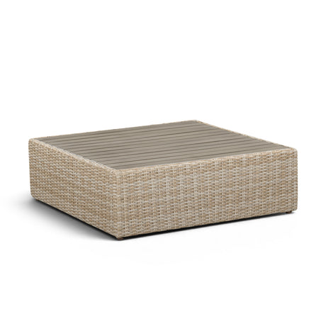 Cali Performance Fabric & Wicker Outdoor Ottoman by TOV Furniture at Eve Furniture