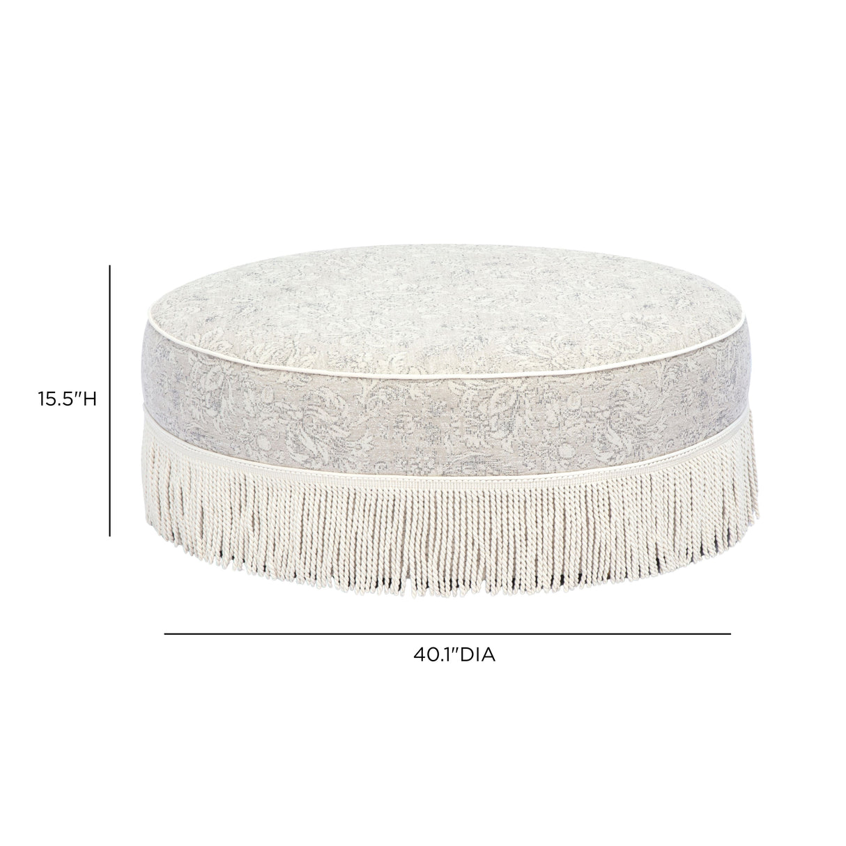 Tassy Tasseled Round Ottoman