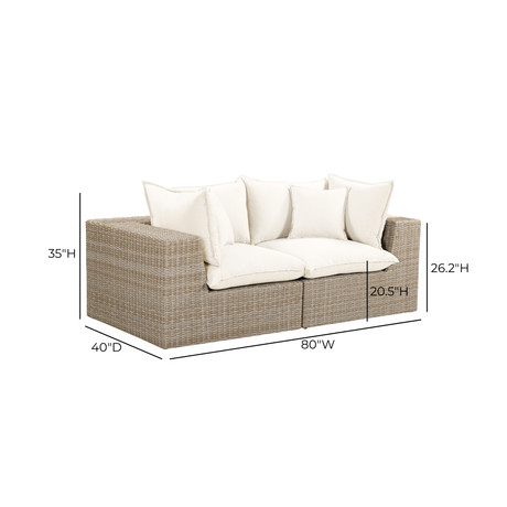 Cali 80" Performance Fabric & Wicker Outdoor Loveseat by TOV Furniture at Eve Furniture