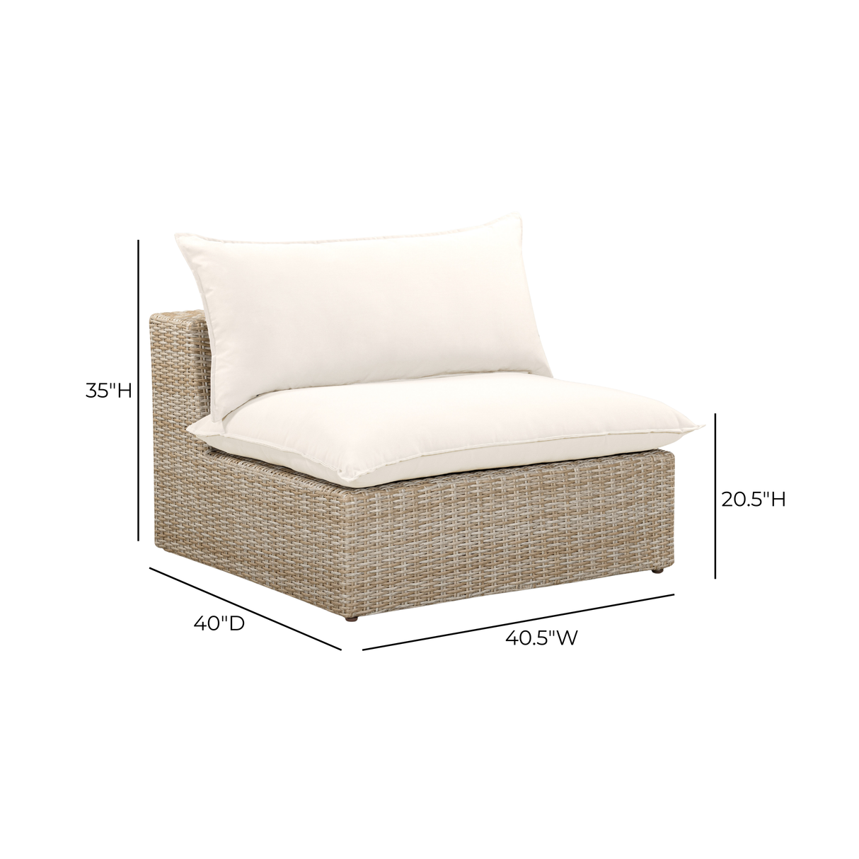 Cali Performance Fabric & Wicker Outdoor Armless Chair by TOV Furniture at Eve Furniture