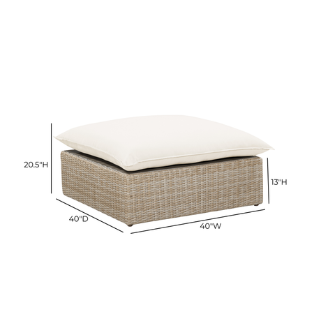 Cali Performance Fabric & Wicker Outdoor Ottoman by TOV Furniture at Eve Furniture