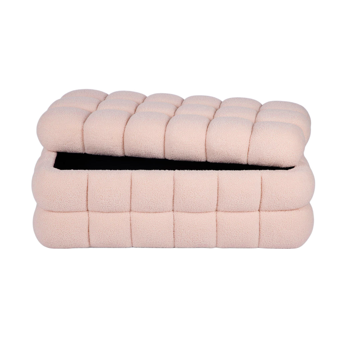 Anita 39" Faux Shearling Storage Bench With Reversible Tray Top
