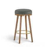 Oodle Green Performance Vegan Mohair Light Walnut Bar Stool by TOV Furniture at Eve Furniture