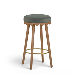 Oodle Green Performance Vegan Mohair Light Walnut Bar Stool by TOV Furniture at Eve Furniture