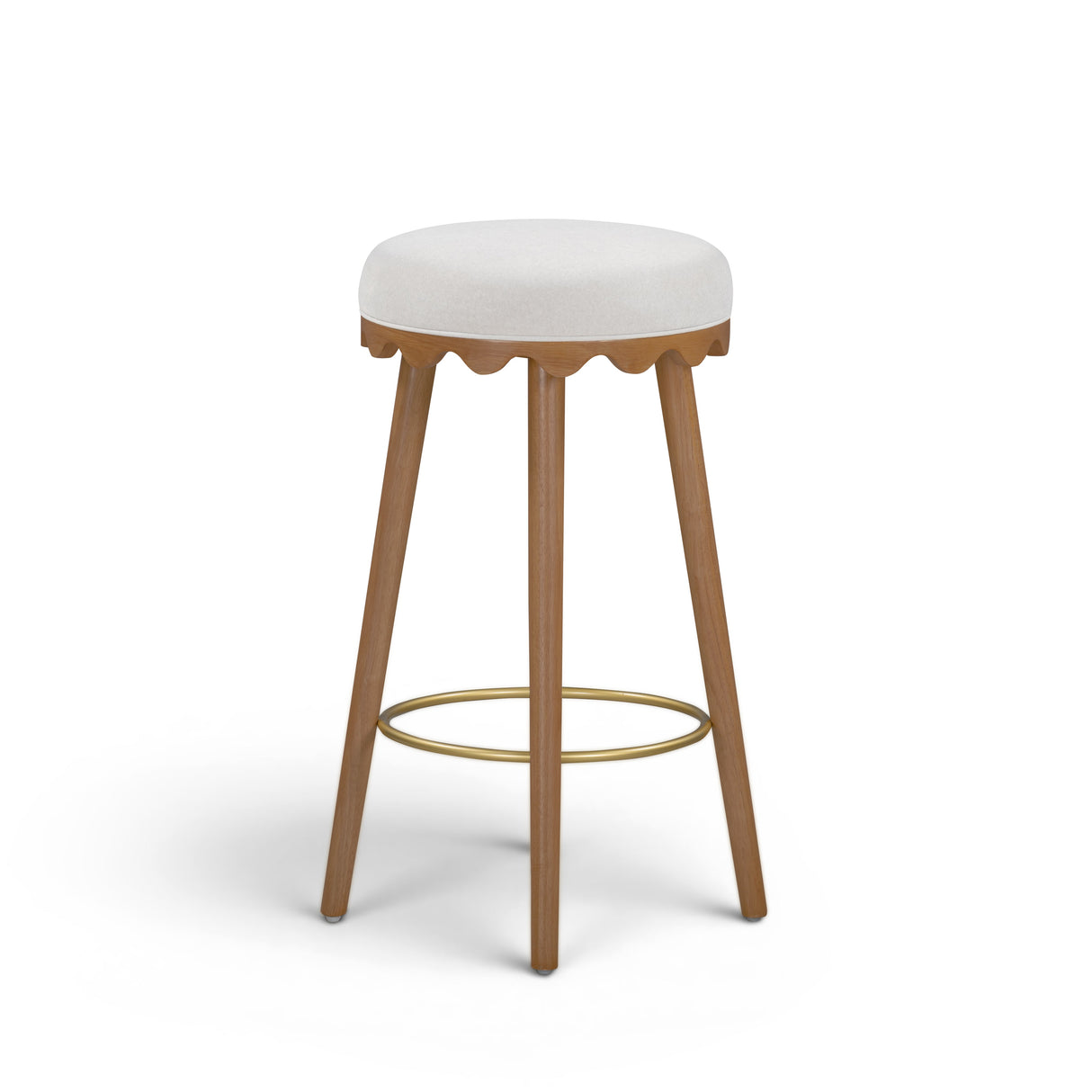 Oodle Cream Performance Vegan Mohair Light Walnut Bar Stool by TOV Furniture at Eve Furniture