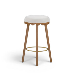 Oodle Cream Performance Vegan Mohair Light Walnut Bar Stool by TOV Furniture at Eve Furniture