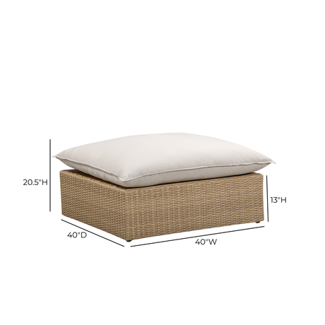 Cali Performance Fabric & Wicker Outdoor Ottoman by TOV Furniture at Eve Furniture
