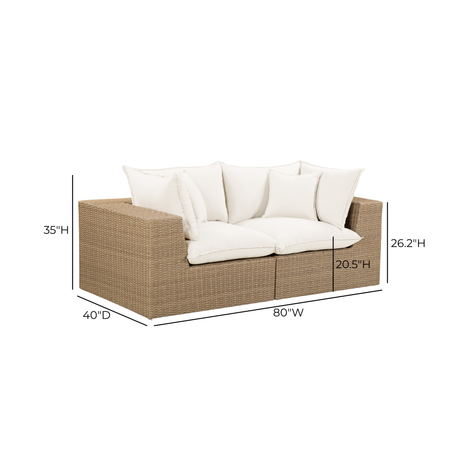 Cali 80" Performance Fabric & Wicker Outdoor Loveseat by TOV Furniture at Eve Furniture