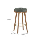 Oodle Green Performance Vegan Mohair Light Walnut Bar Stool by TOV Furniture at Eve Furniture