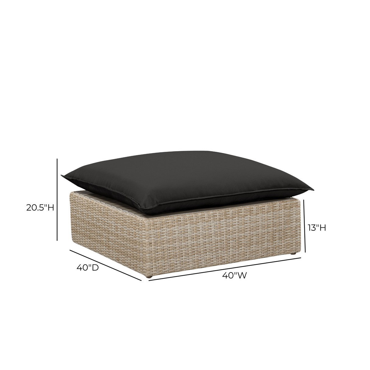Cali Performance Fabric & Wicker Outdoor Ottoman by TOV Furniture at Eve Furniture