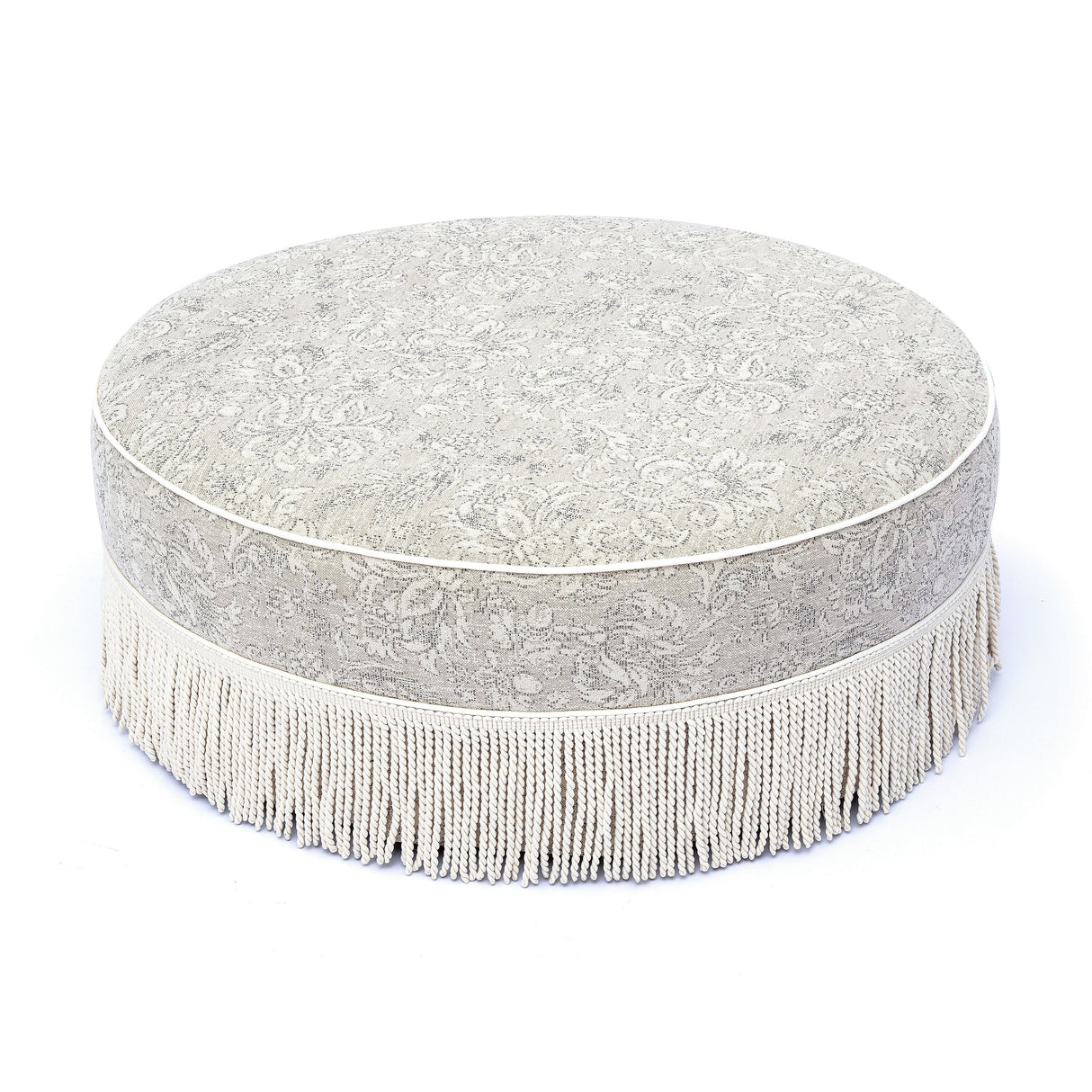 Tassy Tasseled Round Ottoman