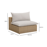 Cali Performance Fabric & Wicker Outdoor Armless Chair by TOV Furniture at Eve Furniture