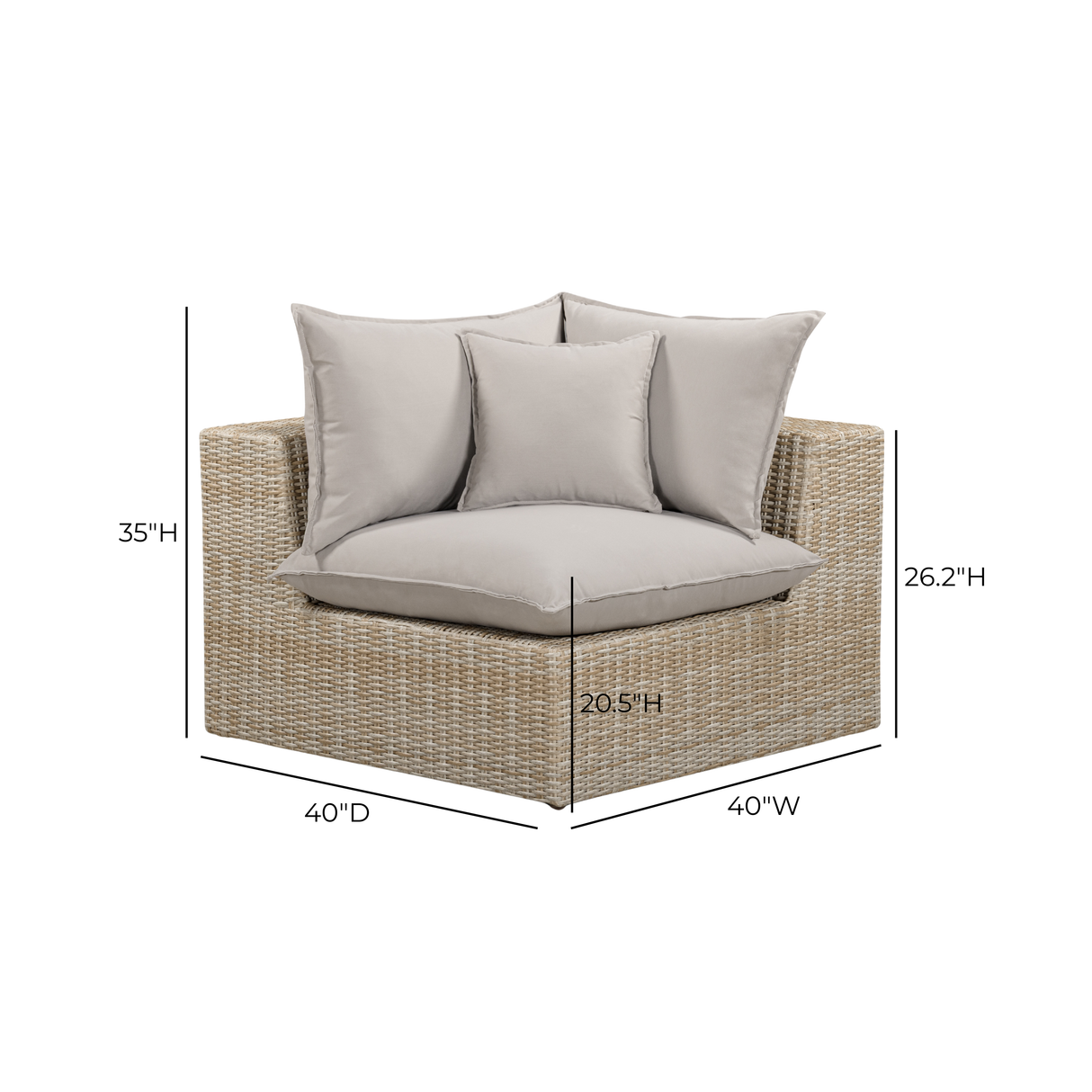 Cali Performance Fabric & Wicker Outdoor Corner Chair by TOV Furniture at Eve Furniture