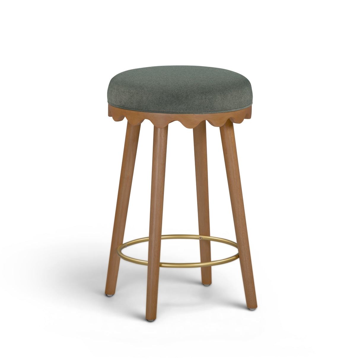 Oodle Green Performance Vegan Mohair Light Walnut Counter Stool by TOV Furniture at Eve Furniture