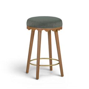 Oodle Green Performance Vegan Mohair Light Walnut Counter Stool by TOV Furniture at Eve Furniture
