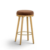 Oodle Bronze Performance Vegan Mohair Natural Bar Stool by TOV Furniture at Eve Furniture