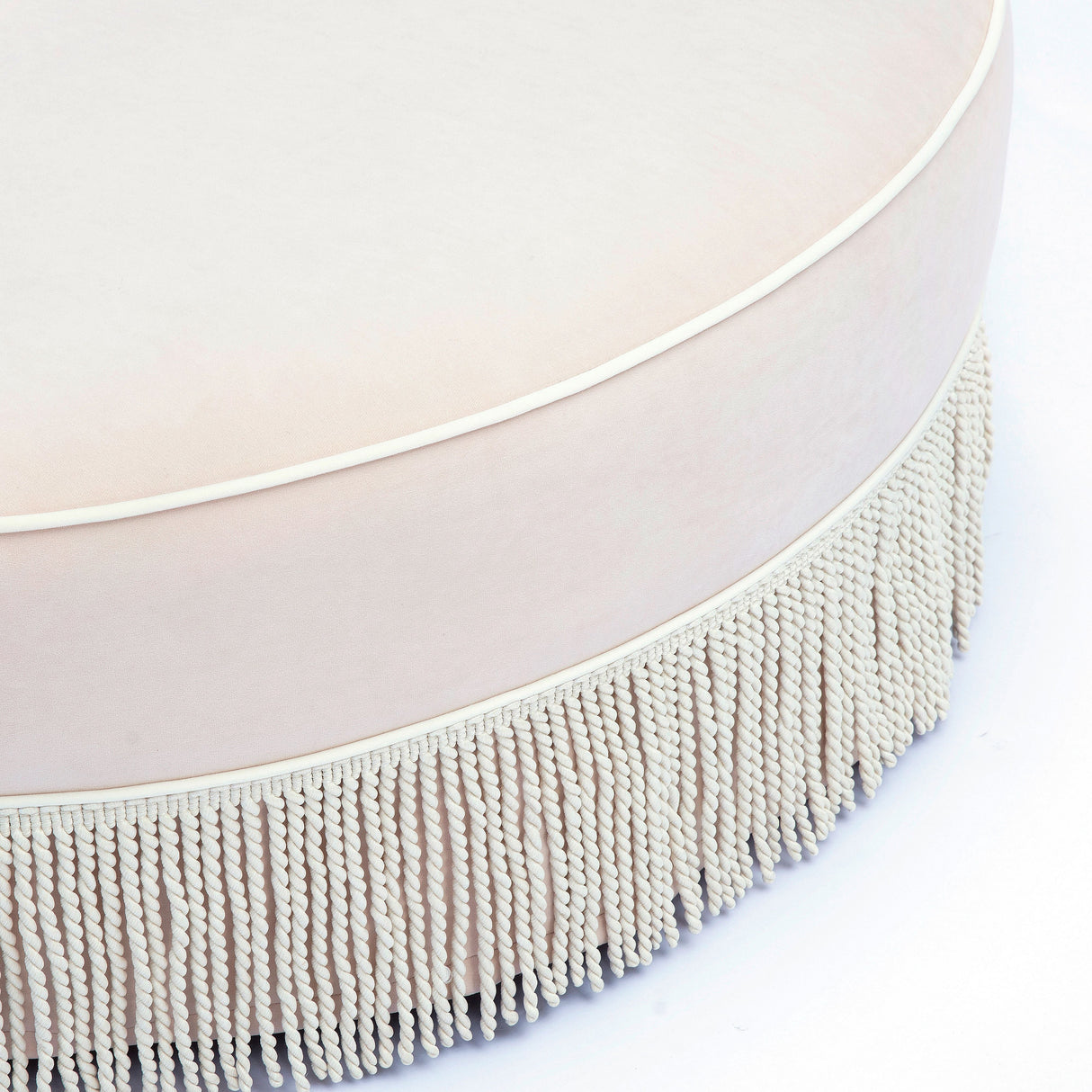 Tassy Tasseled Round Ottoman